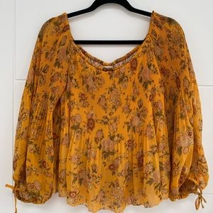 Aritzia off the shoulder floral blouse